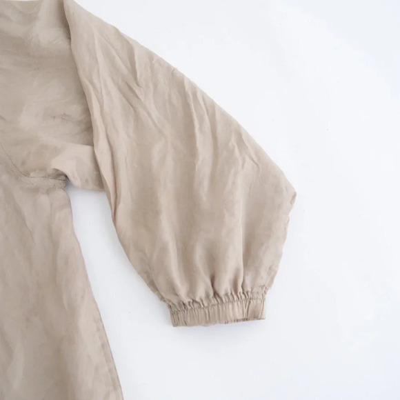 Vintage 90s Evr Rousso Apparel Champagne 100% Silk Zip Up Bomber Jacket L - Picture 5 of 11